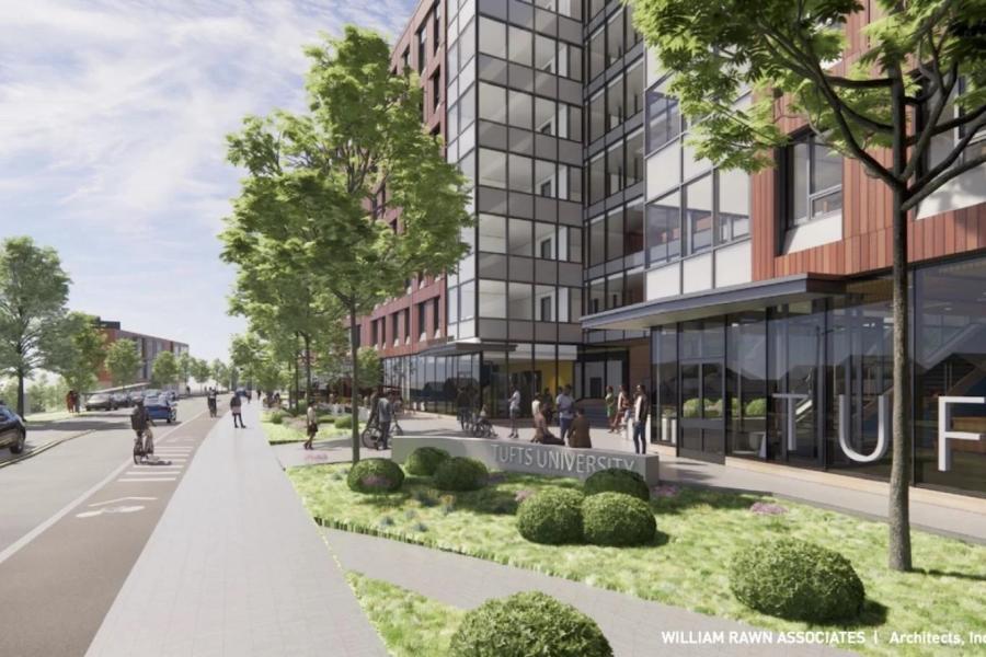 Tufts plans to construct a residence hall for juniors and seniors along Boston Avenue. (William Rawn Associates photo)
