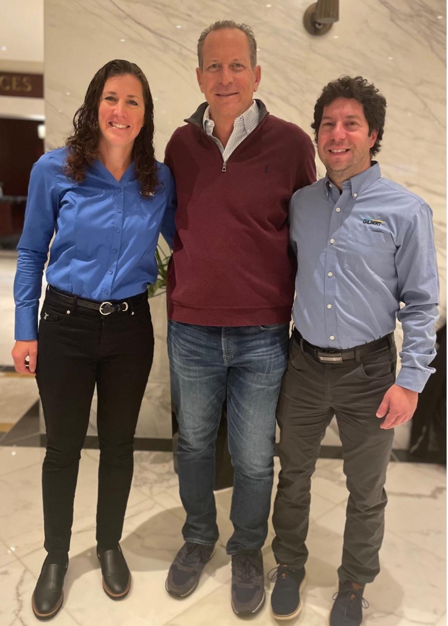 Gilbert and Alessi will work on consolidating the U.S. market for Gilbert's vibratory pile drivers (MG-60 and MG-90 models) and its most recent release, the hydraulic drop hammer.  (L-R) are Heidi Danbrook, Gerry Alessi and Martin Arcand.