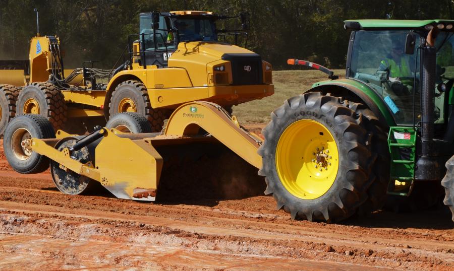 By MTS standards, the overall dirt moving process includes use of a construction grade rollerblade for keeping the surface to be graded as smooth as possible for the next cut.
(CEG photo) 