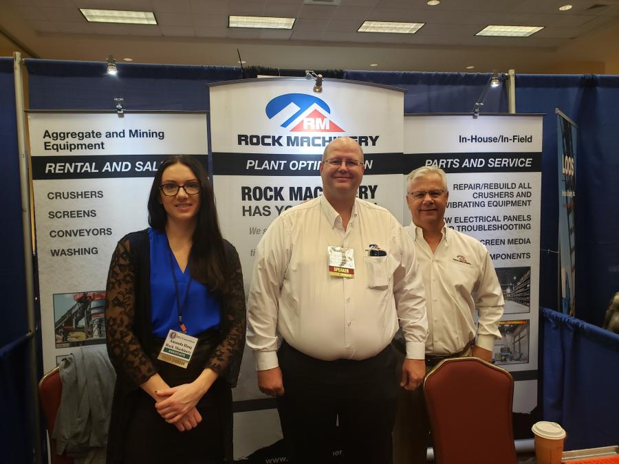 (L-R): Rock Machinery’s Amanda Haag, Garrett Ashburn and Larry Hetzel, owner, were on hand to present their company’s equipment and services.
(CEG photo)