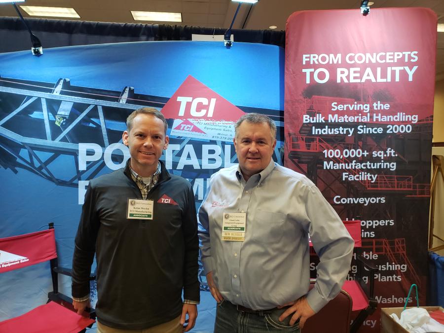 Kelan Moylan (L), vice president sales and marketing of TCI Manufacturing and Equipment Sales, with Chad Colby of Integrated Equipment Group.
(CEG photo)