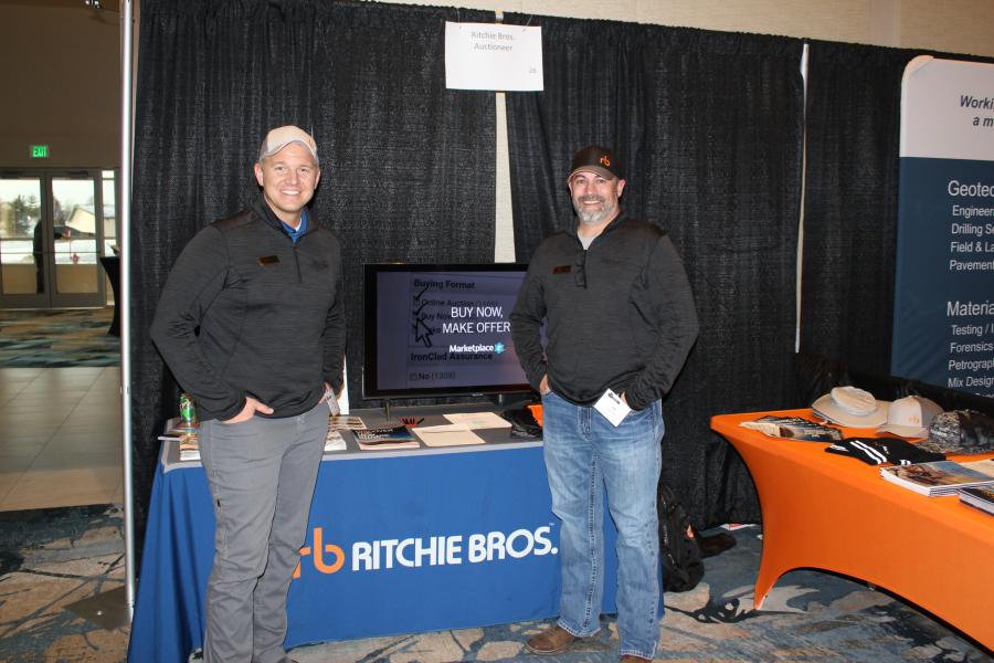 From Ritchie Bros.’ Medford, Minn., location, PJ Fanberg (L), territory manager, and Joe VanDeWiele, territory manager, were at the conference to talk with attendees about what Ritchie Bros. can do to help clients buy and sell used equipment.
(CEG photo) 