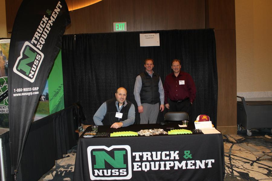 Representing Nuss Truck & Equipment (L-R) are Adam Edwards, regional sales manager, Burnsville, Minn.; Eric Supan, regional sales manager, Sauk Rapids, Minn.; and Randy Schauer, regional sales manager, Burnsville, Minn.
(CEG photo) 