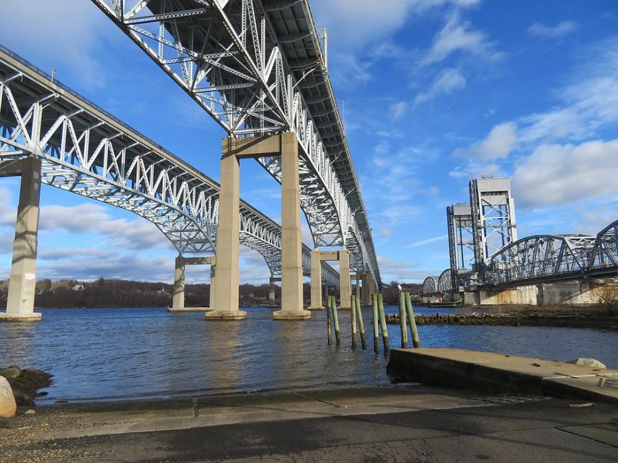The Gold Star Memorial Bridge, as seen from the New London side.(Photo courtesy of Wikimedia Commons)