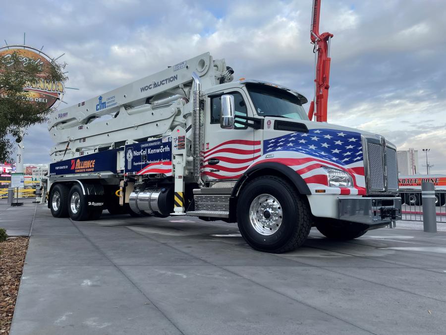 A truck-mounted concrete pump donated by Alliance Concrete Pumps, Papé Kenworth and Kenworth Truck Company is featured in the auction.