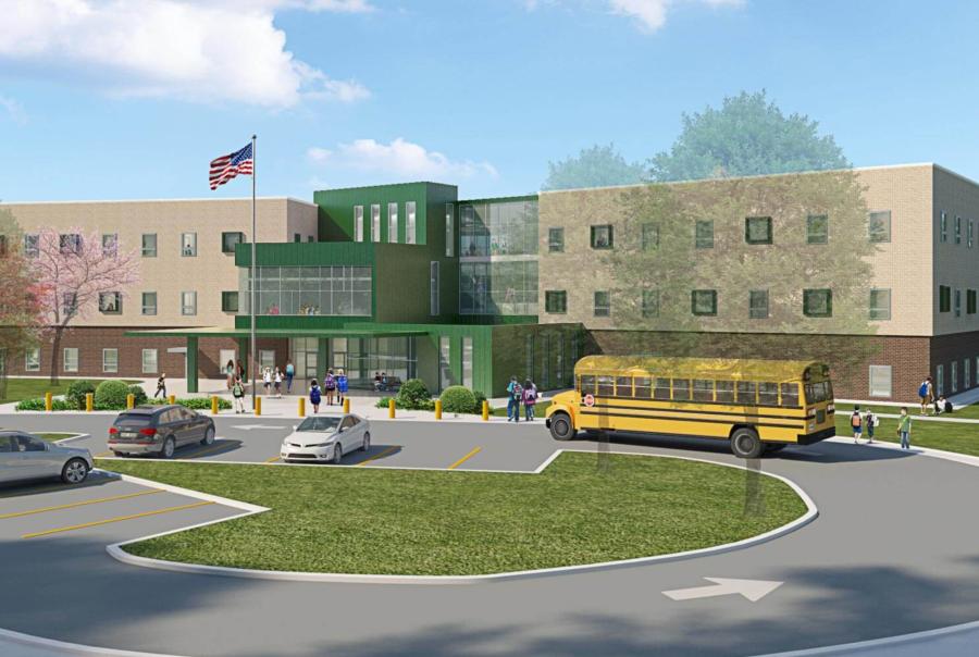 Gladstone Elementary School will have the capacity for approximately 800 students in grades K–5, serve as the city’s international school and include the consolidation of both Gladstone and Cranston’s Arlington Elementary. (Rendering courtesy of Finegold Alexander Architects)