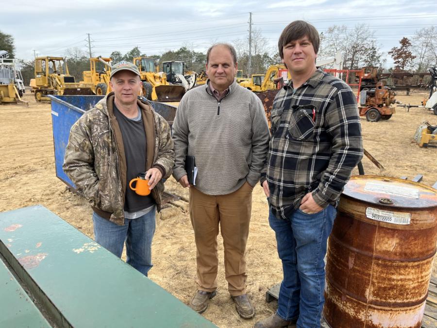 (L-R) are Dick Mizzell of Heavy Equipment Consulting in Columbia; Robert Armstrong of Armstrong Equipment in Columbia; and Trey Davis of Sold Auction Company.
(CEG photo)