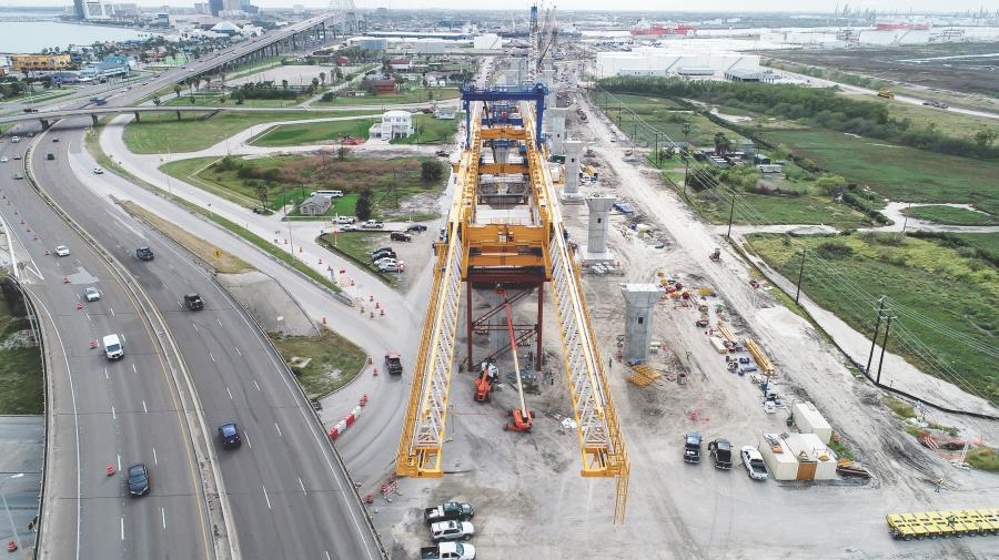 Crews for Flatiron/Dragados LLC, the project developer, have remobilized and are prepared to begin erecting elements of the bridge’s superstructure.
(Photo courtesy of Texas Harbor Bridge.)