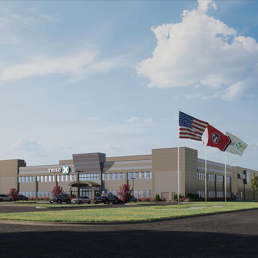 The new facility at Oak Ridge would be owned and operated by TRISO-X, a subsidiary of Rockville, Md.-based X-Energy, which creates the fuel that powers nuclear reactors and builds the reactors themselves. (Rendering courtesy of X-energy)