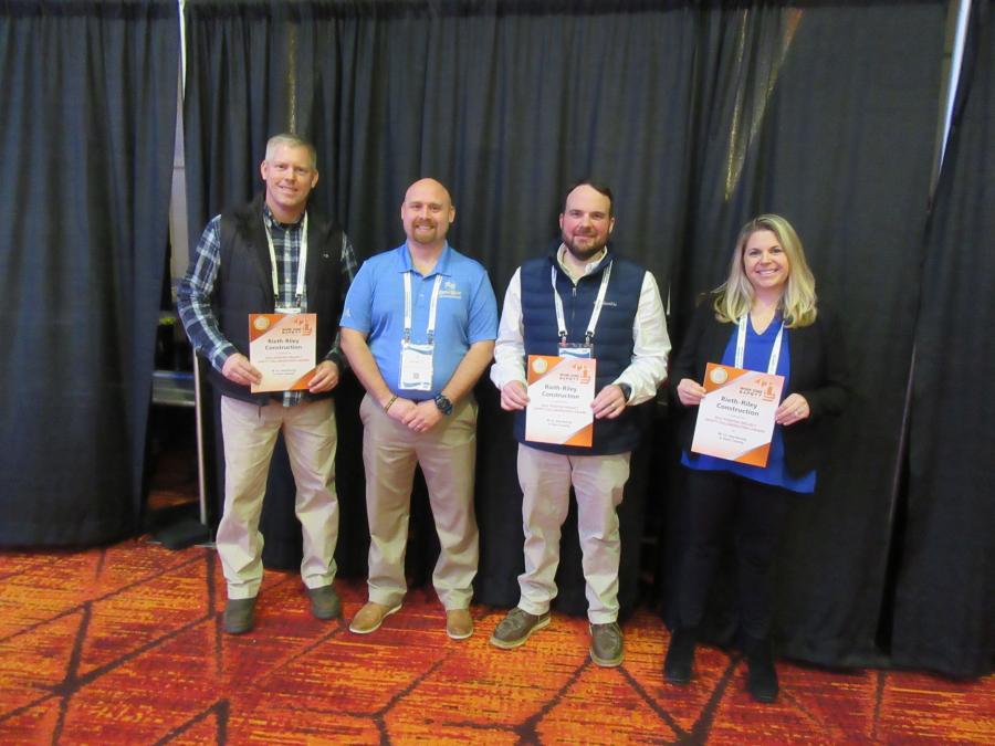(L-R): Fishbeck’s Chris Linsley and Al Rhodes Jr.; Dave Huff of Rieth-Riley Construction Company; and MDOT’s Tanya Pawlukiewicz were presented with work zone safety awards.
(CEG photo)