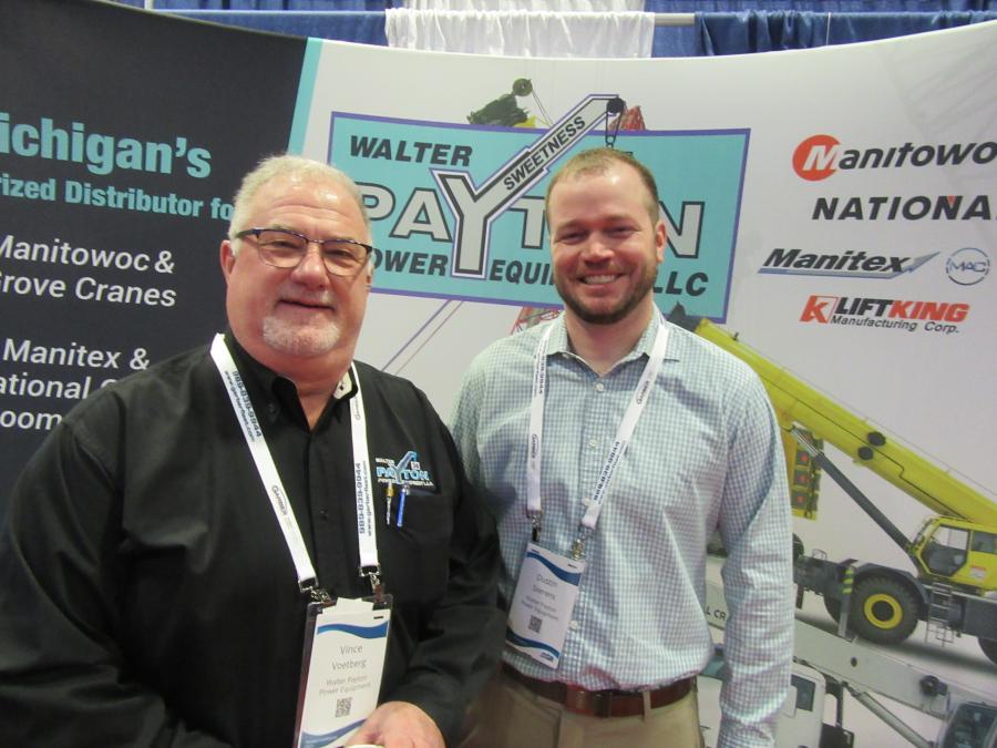 Vince Voetberg (L) and Dustin Soerens of Walter Peyton Power Equipment discussed crane equipment with attendees at the show.
(CEG photo)