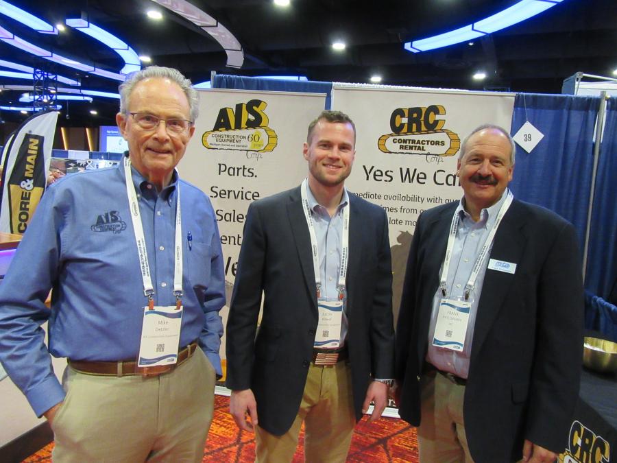 (L-R): AIS Construction Equipment’s Mike Detzler, Justin Kowal and Frank Pytlowany caught up with customers at the conference.
(CEG photo)