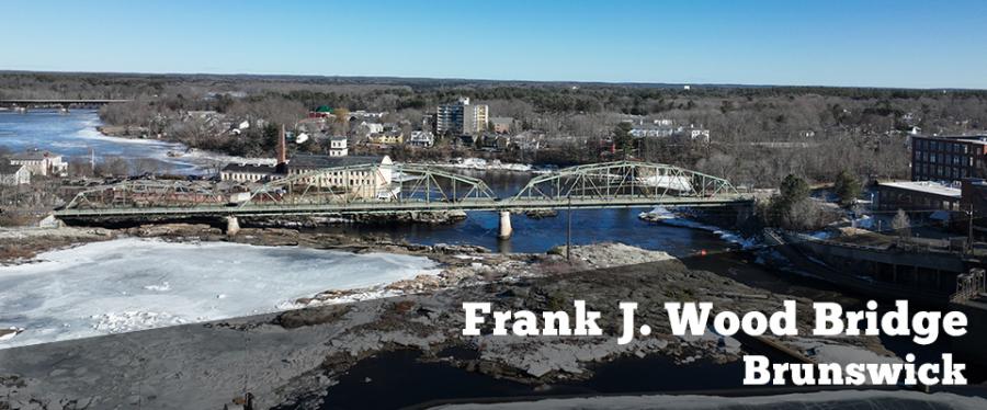 The Frank J. Wood Bridge (#2016) carries Route 201 over the Androscoggin River on the Brunswick-Topsham town line. (Photo courtesy of Maine.gov)