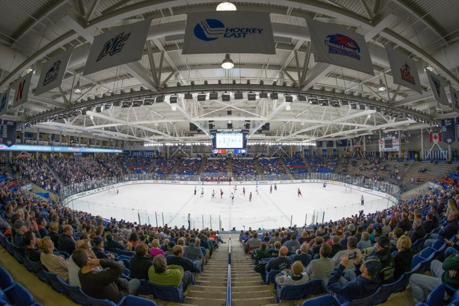 New Hampshire’s Whittemore Center will receive funds to renovate the arena’s locker rooms and build two new areas underneath the rink. (Photo courtesy of the University of New Hampshire)