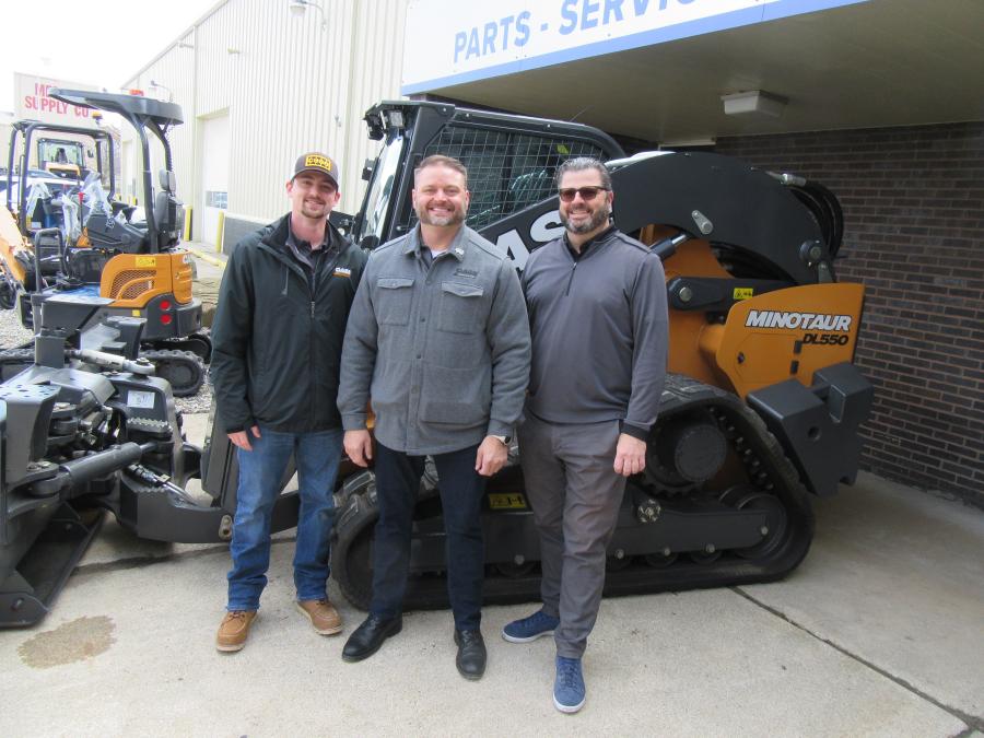 (L-R): Case Construction Equipment’s Eric Husick, sales specialist; Tom Hagen, business manager; and Rich Bunzel, regional marketing manager, were on hand to discuss the recently introduced Case Minotaur and other Case equipment.
(CEG photo) 