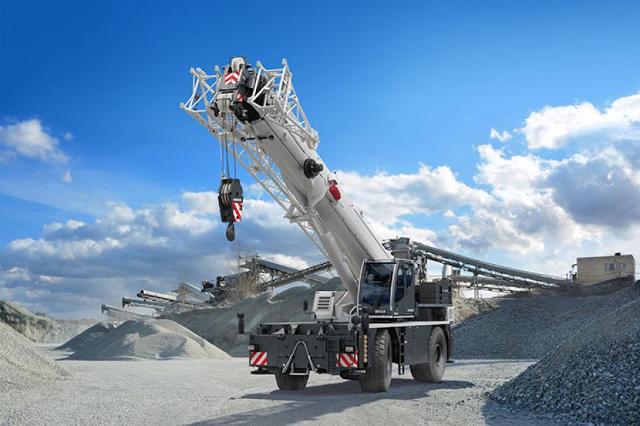 A 35 ft. single folding jib or a 35 to 62 ft. double folding jib is available for the LRT 1130-2.1. It is mounted at angles of 0, 20 or 40 degrees, or can be hydraulically tilted from 0 to 40 degrees.