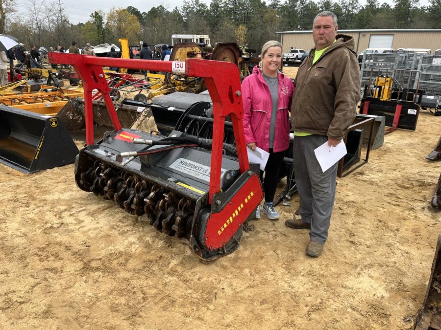 Lenae and Kevin Scott of Asphalt Paving and Maintenance in West Columbia, S.C., were at the auction hoping to pick up this Seppi forestry mulcher for their expanding business.
(CEG photo)