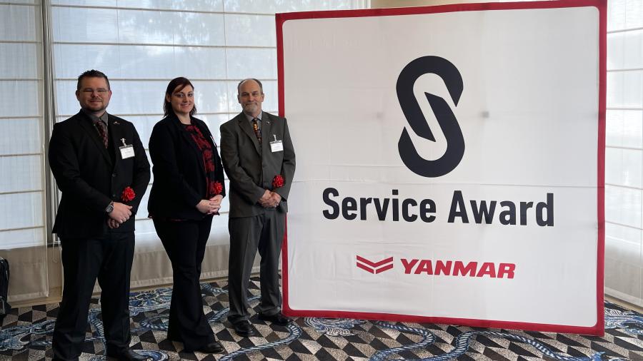 (L-R): Brad Krueger, Emily Kinney and David Long were awarded for exceptional service at the 2023 Yanmar Global Customer Service Awards.