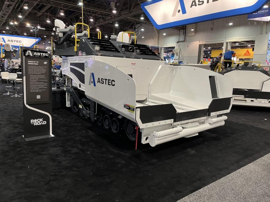 Astec’s Roadtec RP-175 highway paver on display at ConExpo. 