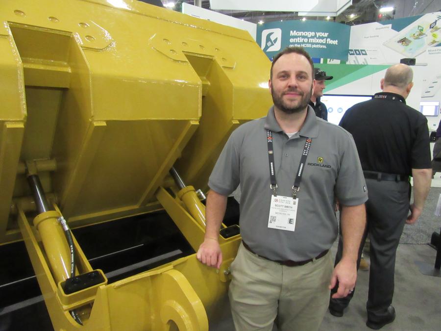 Scott Smith of Rockland Manufacturing Company explains that the company’s West Coast rollout bucket’s low-profile design offers maximum visibility when operating.
 