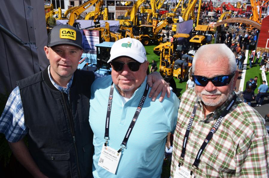 Customers and dealers come together at the SANY exhibit. (L-R) are Gary Brown, A.L. Grading Contractors, Sugar Hill, Ga.; David Walker, Evergreen Siteworks, Opelika, Ala.; and Gary Duke, Central Atlanta Tractor, Atlanta, Ga. 