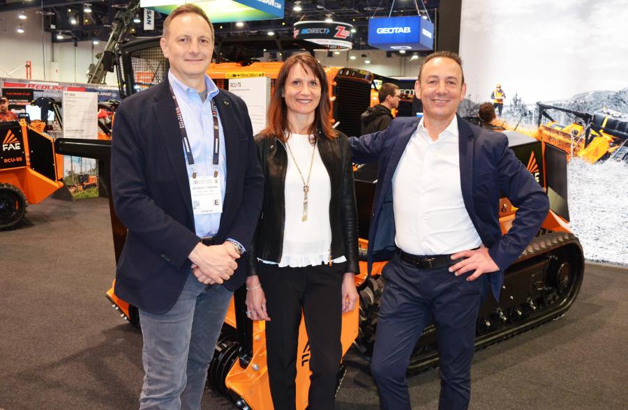 (L-R): FAE USA CEO, Giorgio Carera was joined by Alessandra Pilati and Diego Scanzoni, FAE Group president and wife, who came to Las Vegas from Italy. 