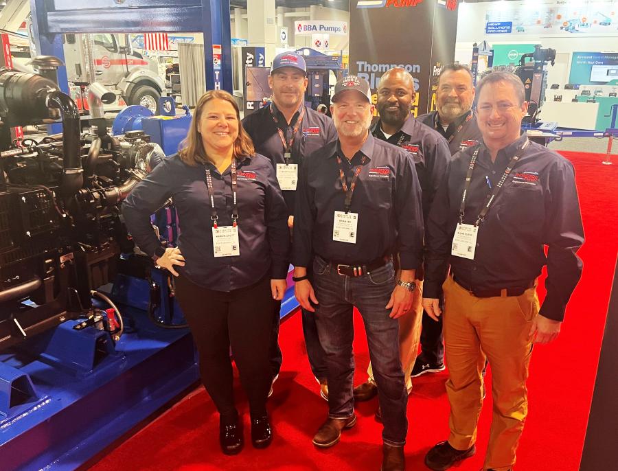 Thompson Pump had a great show and some of the representatives that were on hand to promote the line at ConExpo. (L-R) are Karrin Scott, Ryan McHugh, Brian Lee, James Copeland, David Burton and Allan Curry. 
