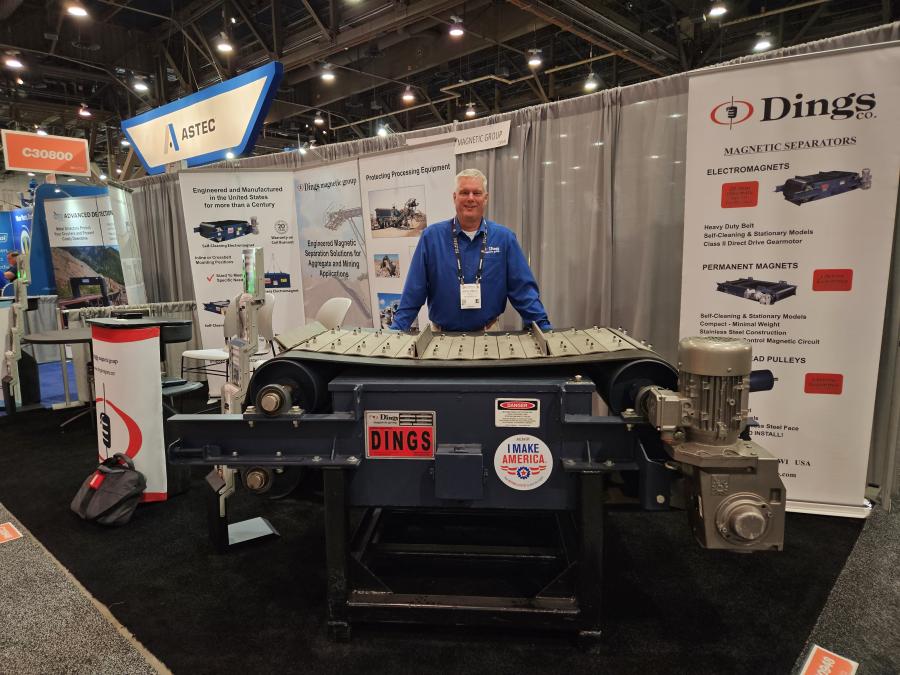 Steve Tanzilo of Dings Magnetic Group in Milwaukee, Wis., brought a Model 33 self-cleaning magnet to demonstrate at ConExpo. 