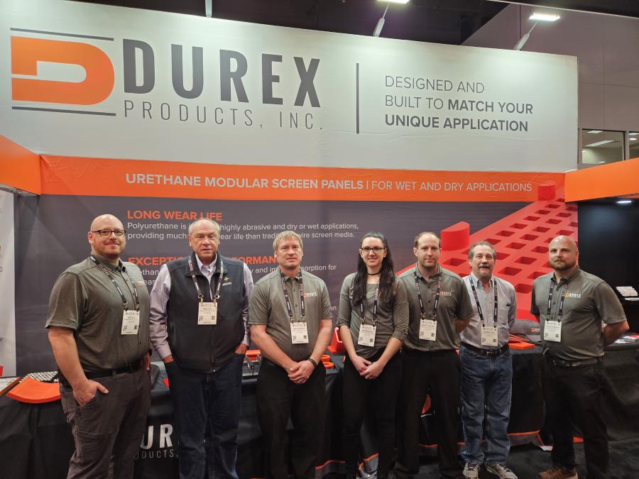 At the Durex Products Inc. of Luck, Wis., booth (L-R) are Bo Doll, Bob Doll, Chad Hackett, Amanda Haag, Garrett Radinzel, Robert Frey and Darren Dunsmoor. 