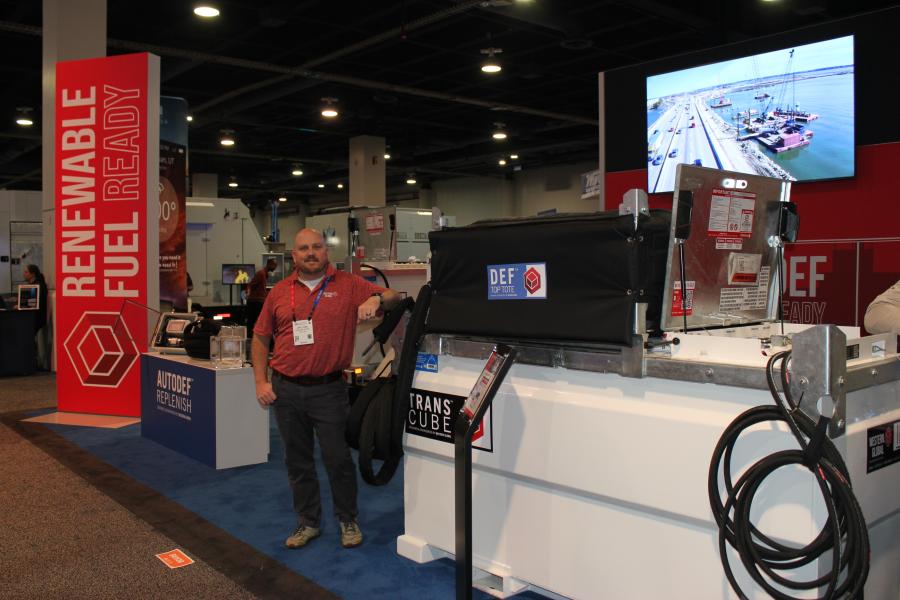 Jeff Lowe, vice president of product marketing of Western Global with the Trans Cube and DEF top tote system. 