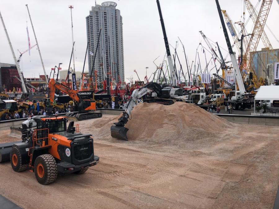 DEVELON’s demonstration area in the Festival Lot at ConExpo featured the fully autonomous Concept-X2 excavator. 