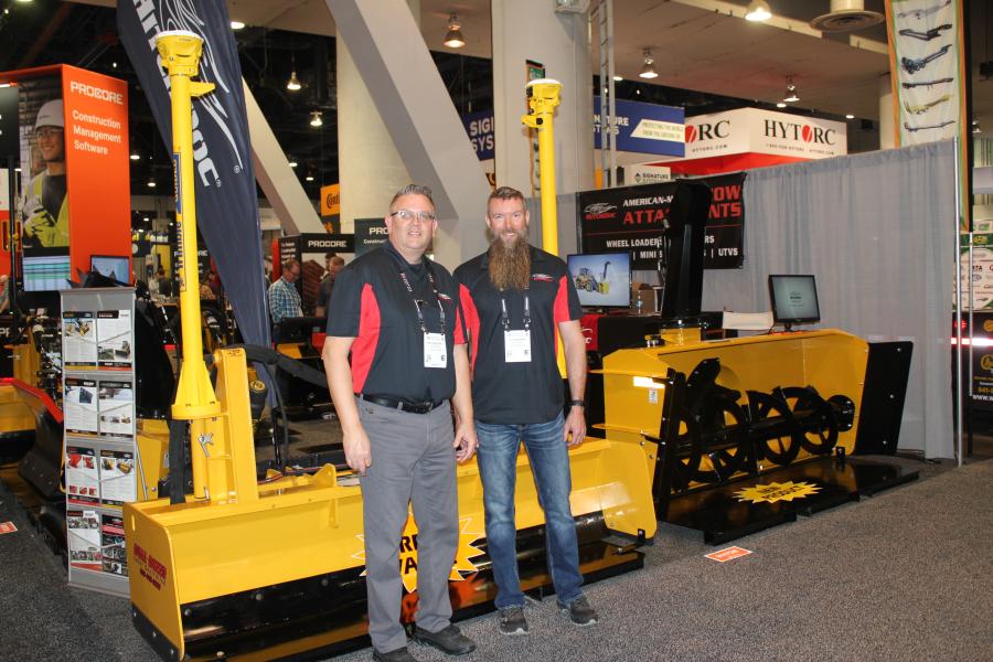 Eric Boughey (L) sales and business development and Chad Mohns, vice president of HitchDoc in Jackson, Minn. 