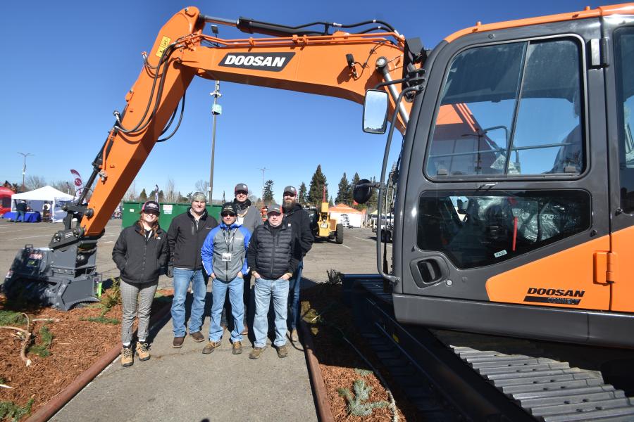 Wilson Equipment represents DEVELON and Bobcat and has recently acquired Cascade Trader, located in Washington and Idaho. Wilson Equipment and Wilson Cascade now will  serve all three states of the Pacific northwest. (L-R, front row): Breck Paschal, marketing coordinator; Deven Kephart, sales manager; Jason Thomas, DEVELON field rep.; and Larry McMurren, outside rental rep. (L-R, back row): Tyler Plebuch, sales rep.; Garrett Hayslett, Bobcat/DEVELON sales rep.
(CEG photo)