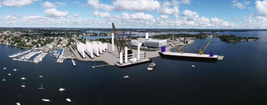 A conceptual layout of the facility. (Rendering courtesy of Salem Offshore Wind Terminal)
