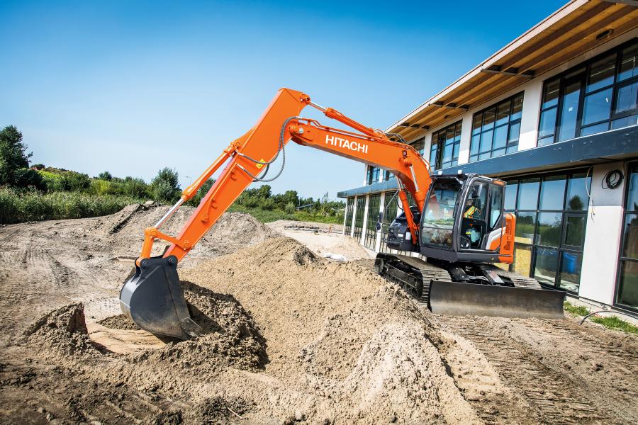 The Hitachi ZX135US-7 excavator weighs in at 31,973 lbs., has a 19-ft. 7-in. maximum dig depth and a bucket breakout force of 23,380 lbs. (104 kN).