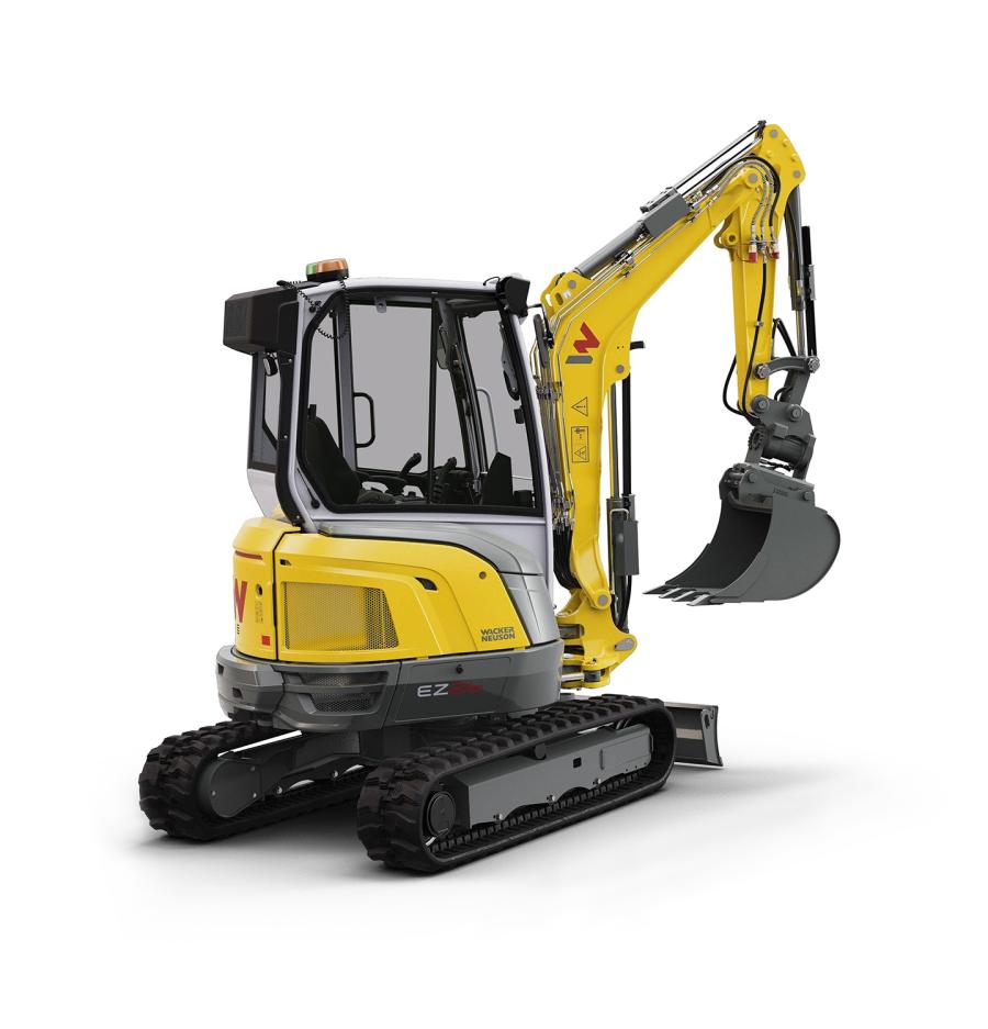The EZ26 is powered by an 18.2-hp Yanmar diesel engine with a maximum digging depth of 9-ft. 10-in. and bucket breakout force of 5,080 lbs.