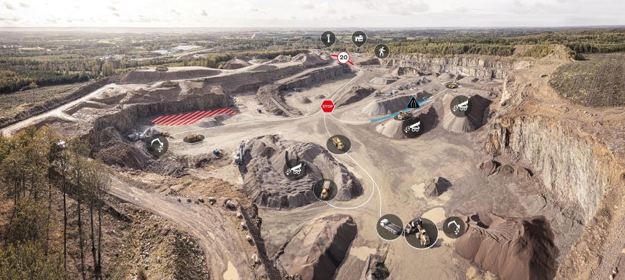 Connected Map provides a visualized site overview for all machines — also non-Volvo machines — and vehicles on a site, accessible by personnel in the machines and in the office.
