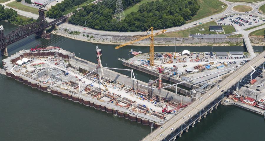 Oakland, Calif.-based Shimmick Construction is the prime contractor to build the new 110-ft.-by-600-ft. lock chamber on the Tennessee River below the Chickamauga Dam.  (Shimmick Construction photo)