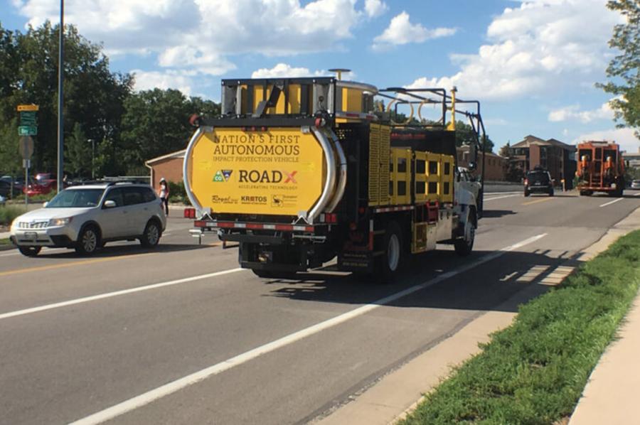 Since 2018, CDOT has been testing automated truck-mounted attenuators, essentially self-driving versions of the crash-absorbing trucks. CDOT was the first state in the nation to use an automated attenuator.
(CDOT photo)