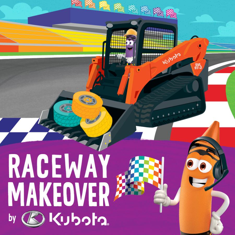 Kubota and Crayola’s national partnership includes an immersive, interactive racing-themed event touring Crayola’s hands-on family attractions called Raceway Makeover by Kubota, downloadable at-home crafts and coloring pages, and classroom activities.