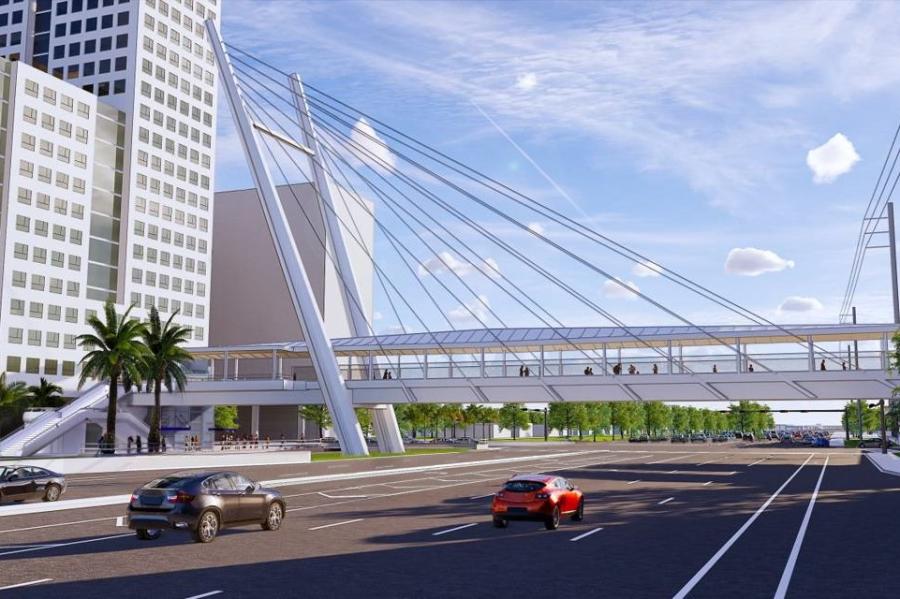 The Florida Department of Transportation (FDOT), which took direct control of the project from FIU after the collapse, has now unveiled plans for a $20 million, 290-ft.-long footbridge over eight lanes of heavy traffic on Southwest Eighth Street. (FDOT rendering)