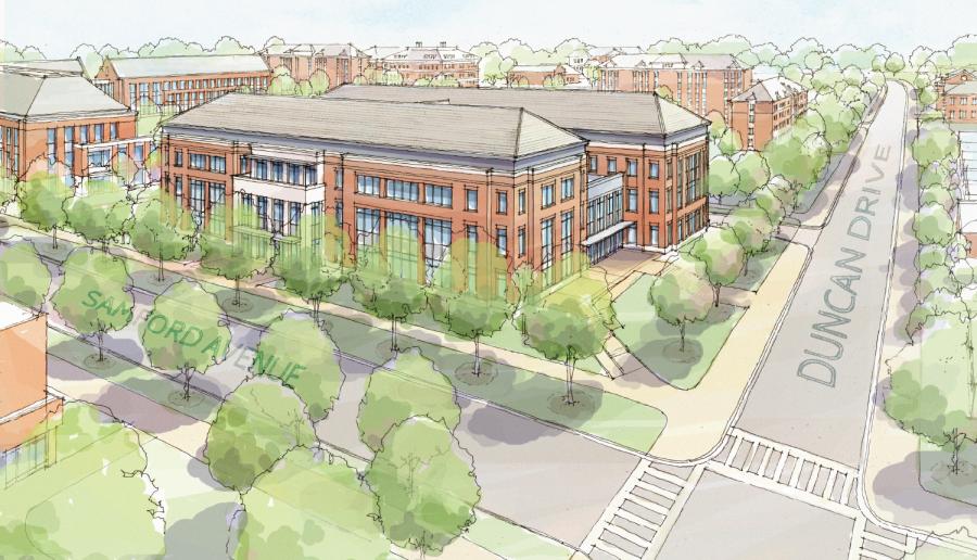 The school’s Board of Trustees approved construction of the 167,000-sq.-ft., three-story structure to include modern and collaborative classrooms, instructional laboratories, modern technology and administrative spaces for faculty and staff. (Auburn University rendering)