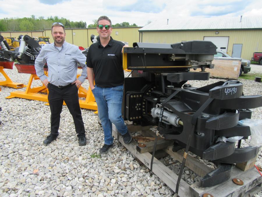 Rotobec’s Marc Baillargeon (L) and Jeff McDowell discussed their line of material handling attachments.
(CEG photo)