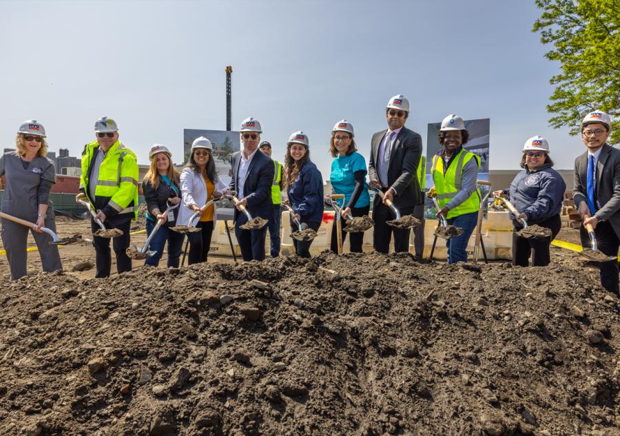 City officials, Animal Care Centers of NYC and the project team gather to celebrate the groundbreaking of the new Bronx Animal Care Center. (NYC Department of Design and Construction photo)
