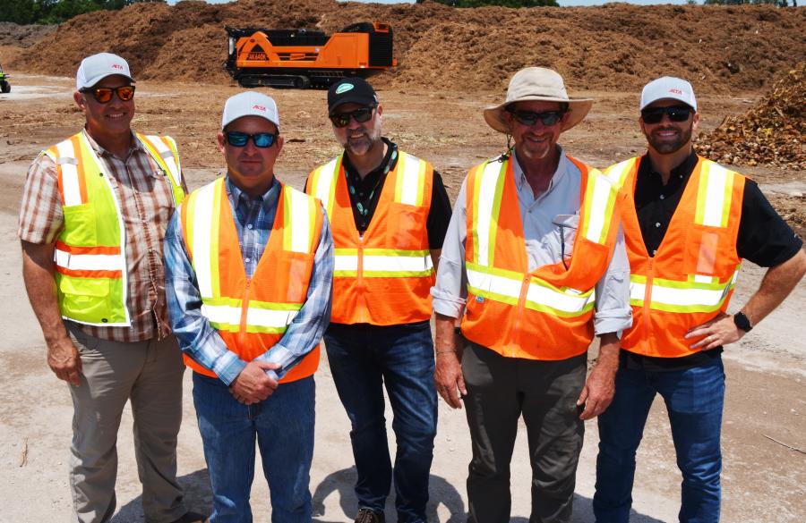 Impressed with what they saw throughout the day (L-R) are Mike Kennedy, Alta Equipment; Aaron Weaver, Weaver Recycling, New Smyrna Beach, Fla.; Hugh Fagan, Ecoverse; James Canning, Alta Equipment; and Jason Disbrow, Universal BioCarbon, Canal Point, Fla.  
(CEG photo)