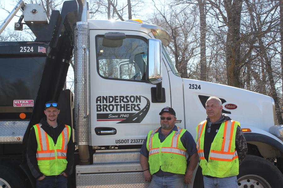 Anderson Brothers of Brainerd, Minn., has been in business since 1940. (L-R): Tanner McFarlin, equipment operator, has been with Anderson Brothers for six years and is a graduate of Central Lakes College; Rick Eisel, equipment operator and driver, has been with the company for 29 years; and Butch Holvig has been a foreman for 35 years. Anderson Brothers donated five loads (100 tons) of asphalt, trucks and operators to the college for this event.
(CEG photo)