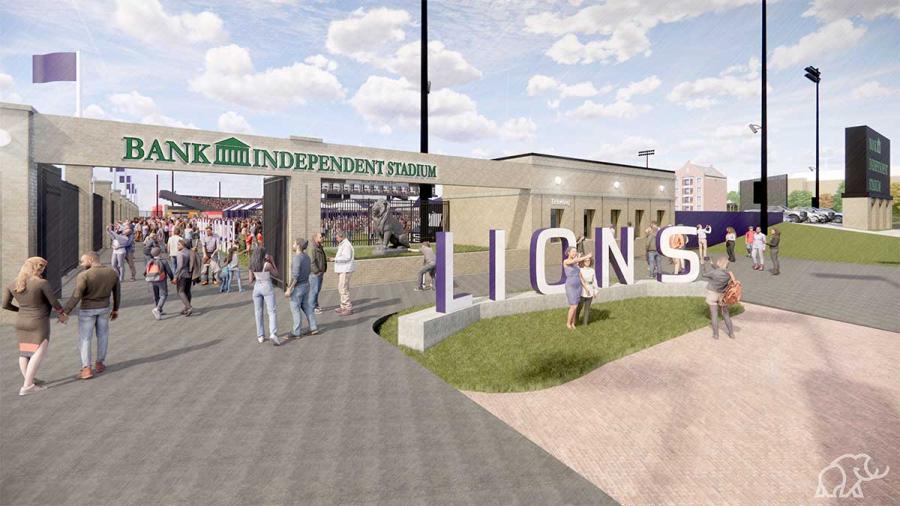 The proposed stadium will re-develop areas used by North Alabama baseball, football and soccer, while providing an opportunity to host numerous sporting and non-sporting events. Non- athletic events could include concerts, live performances as well as other academic and community events. (University of North Alabama rendering)