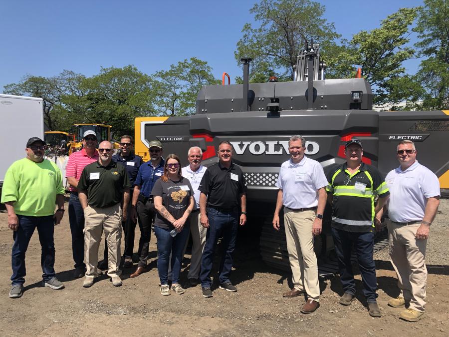 Waste Management sent a large contingent of team members to attend Hoffman Equipment’s Volvo electric equipment demonstration event in Piscataway, N.J. Here, they and Volvo officials take time for a group photo with Tim Watters (third from R), president of Hoffman Equipment.
(CEG photo)