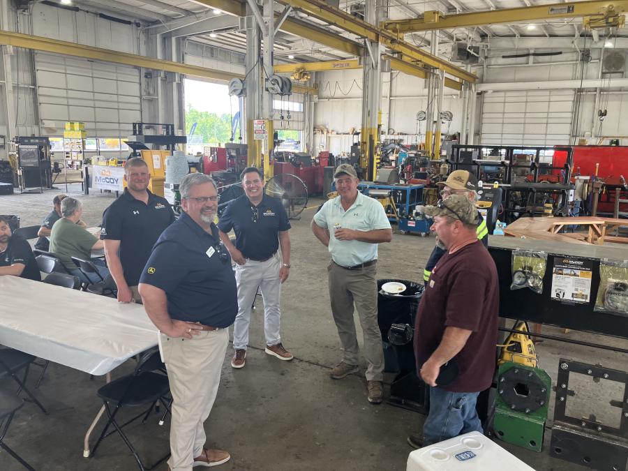 Employees catch up with customers. (L-R) are Ryan Sedgwick, Jeff Herkert, Greg McCoy, Danny Dumey Jr. and Bobby Drury.
(McCoy Construction and Forestry photo)