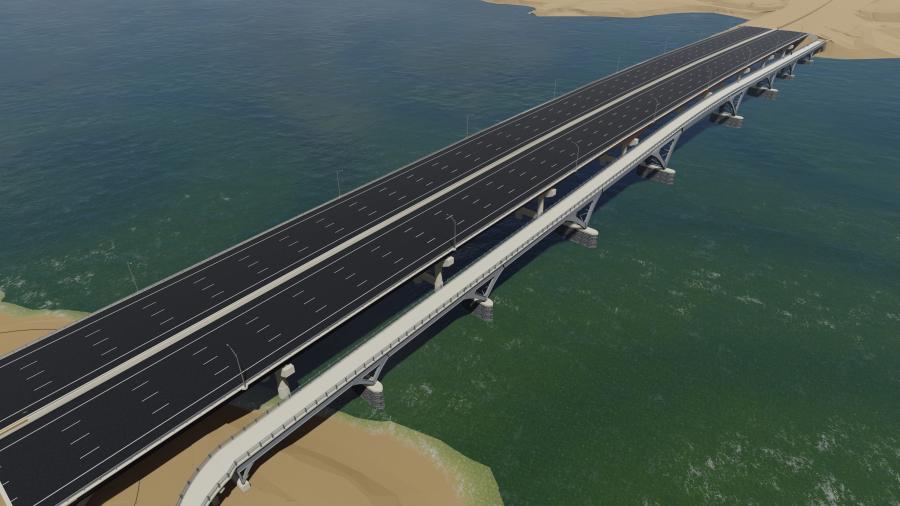 The new 1,550-ft.-long structure will be completely separate from vehicle traffic and located just upstream of the Little Bay bridges that carry U.S. Highway 4/Spaulding Turnpike both north and south. (NHDOT rendering)